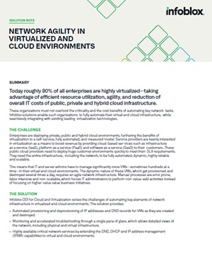 Network Agility in Virtualized and Cloud Environments Solution Note