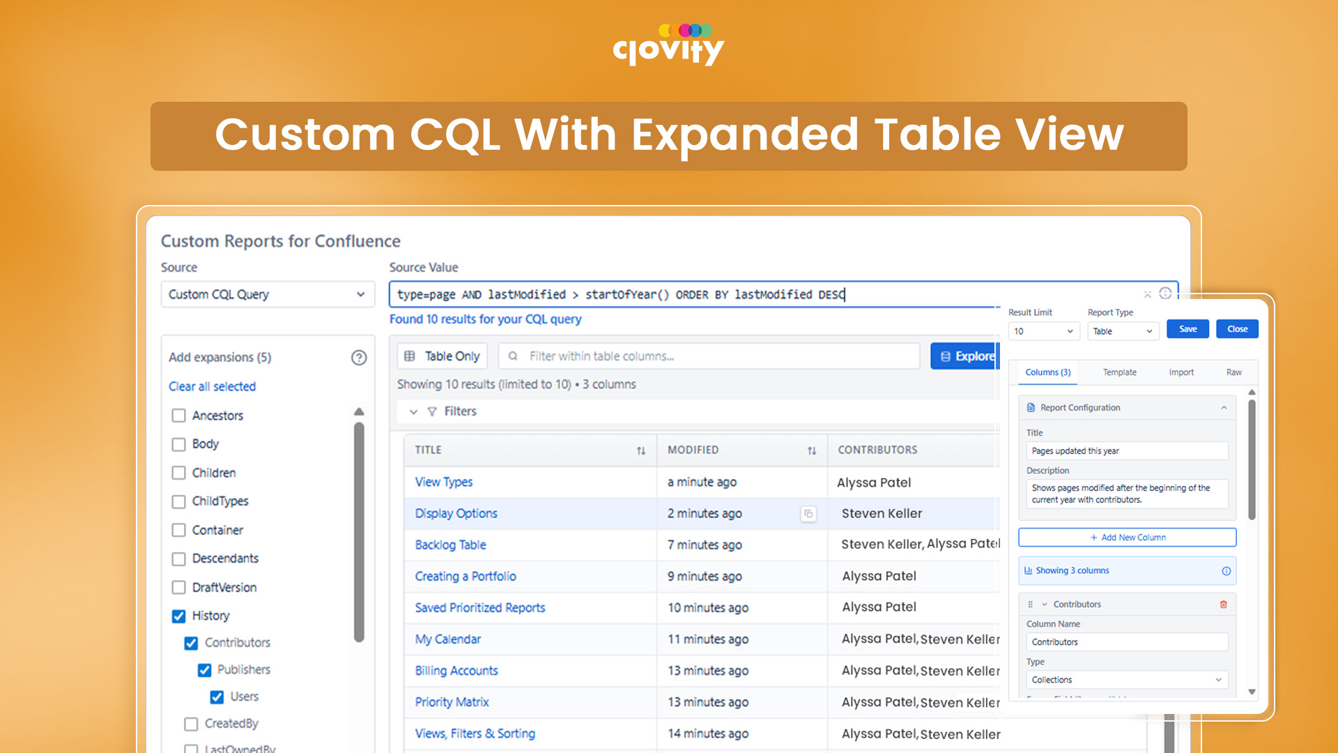 Custom CQL with Advanced Table Reporting