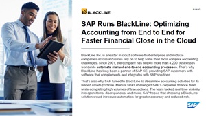SAP Runs BlackLine: Optimizing Accounting from End to End for Faster Financial Close in the Cloud