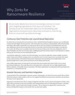 Why Zerto for Ransomware Resilience