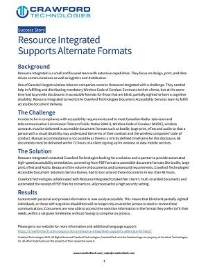 Resource Integrated Supports Alternate Formats