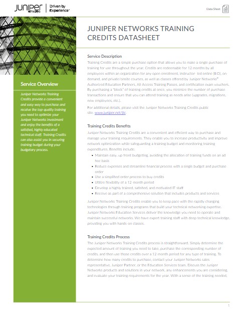 Juniper Networks Training Credits