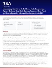 How a State Agency Reduced Help Desk Burden and Advanced Zero Trust with RSA