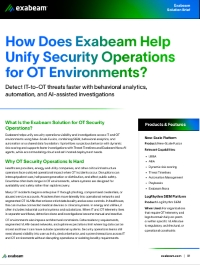 How Does Exabeam Help Unify Security Operations for OT Environments?