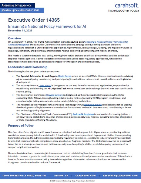  Executive Order 14365: Ensuring a National Policy Framework for AI