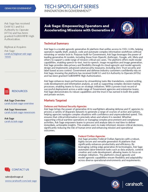 Tech Spotlight Ask Sage GenAI Graphic