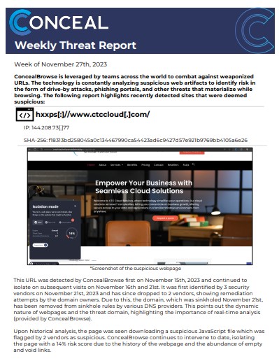 Conceal Threat Report 11-27-23