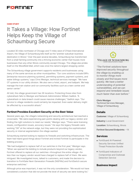 It Takes a Village: How Fortinet Helps Keep the Village of Schaumburg Secure