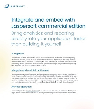 Integrate and embed with Jaspersoft commercial edition