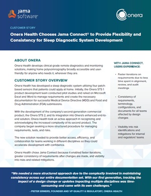 Onera Health Chooses Jama Connect® to Provide Flexibility and Consistency for Sleep Diagnostic System Development