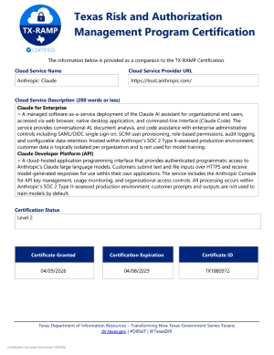 Texas Risk and Authorization Management Program Certification