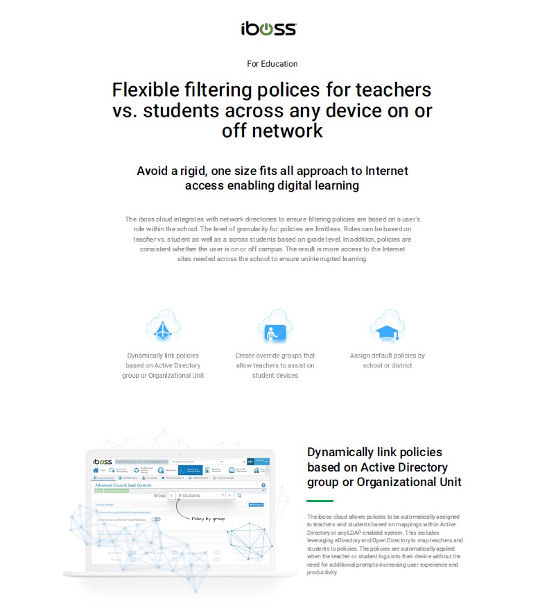 Flexible filtering polices for teachers vs. device on or off network