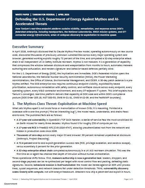 Defending the U.S. Department of Energy Against Mythos and AI-Accelerated Threats