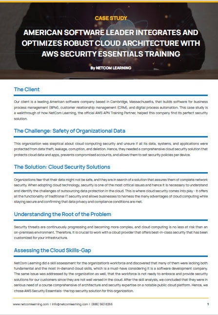 American Software Leader Integrates and Optimizes Robust Cloud Architecture with AWS Security Essentials Training