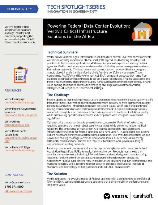 Powering Federal Data Center Evolution: Vertiv's Critical Infrastructure Solutions for the AI Era