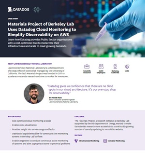 Materials Project of Berkeley Lab Uses Datadog Cloud Monitoring to Simplify Observability on AWS