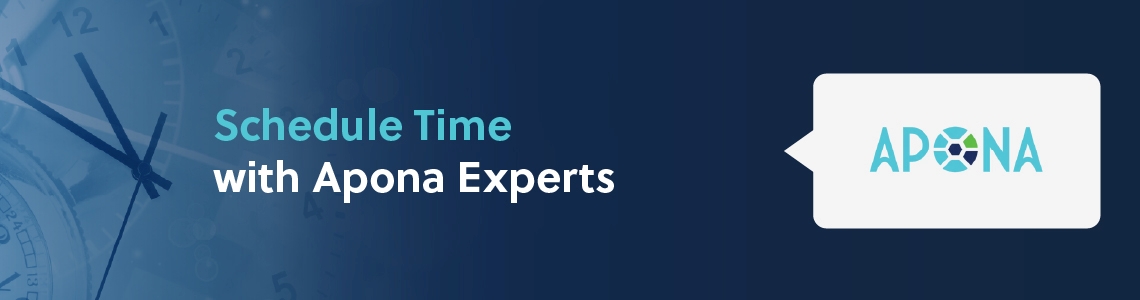 Schedule time with Apona experts banner