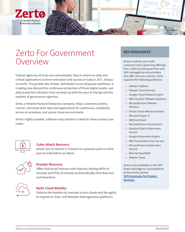Zerto For Government Overview