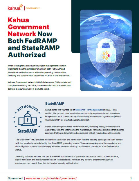 Kahua Government Network: Now Both FedRAMP and StateRAMP Authorized