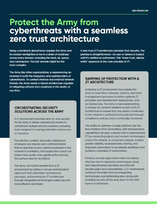 Protect the Army from Cyberthreats with a Seamless Zero Trust Architecture