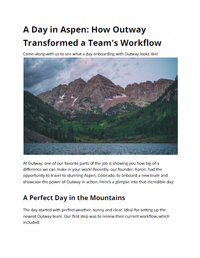 A Day in Aspen: How Outway Transformed a Team's Workflow