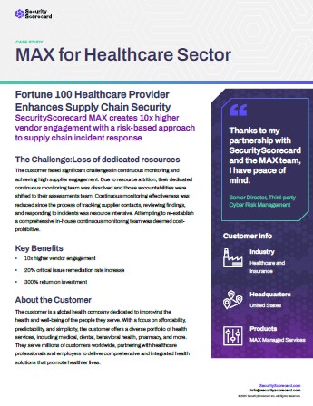 Fortune 100 Healthcare Provider Enhances Supply Chain Security with SecurityScorecard MAX