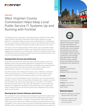 West Virginian County Commission Helps Keep Local Public Service IT Systems Up and Running with Fortinet