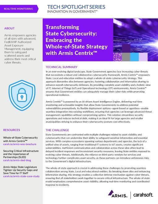 Tech Spotlight Armis Whole-of-State Cybersecurity Graphic