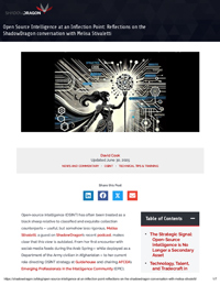 Open Source Intelligence at an Inflection Point: Reflections on the ShadowDragon conversation with Melisa Stivaletti