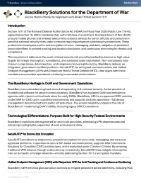 BlackBerry Solutions for the Department of War: Secure Mobile Phones for Alignment with NDAA FY2026 Section 1511