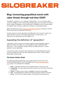 Blog: Connecting Geopolitical Events With Cyber Threats Through Real-Time OSINT