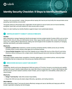 Rubrik Identity Recovery Checklist