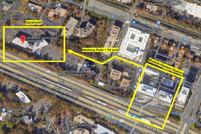 Wiehle-Reston Metro Station to Carahsoft map