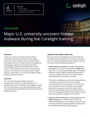 Case Study: Major U.S University Uncovers Hidden Malware During Live Corelight Training