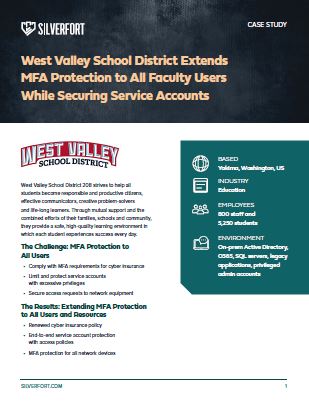 West Valley School District Extends MFA Protection to All Faculty Users While Securing Service Accounts
