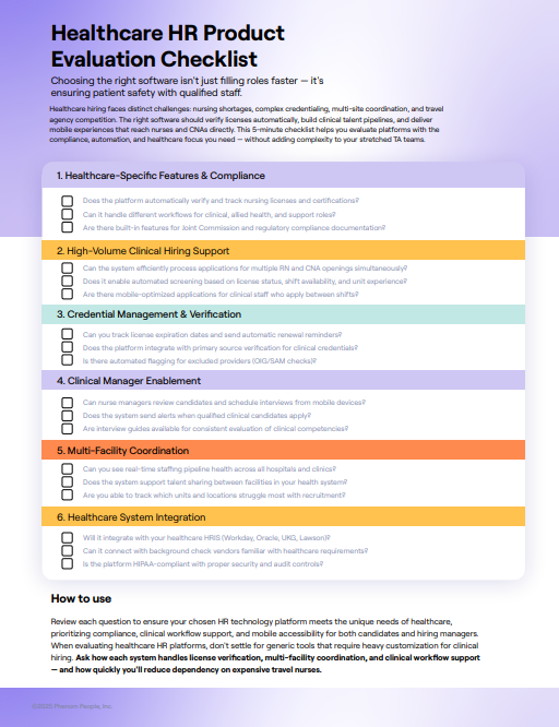 Healthcare HR Product Evaluation Checklist