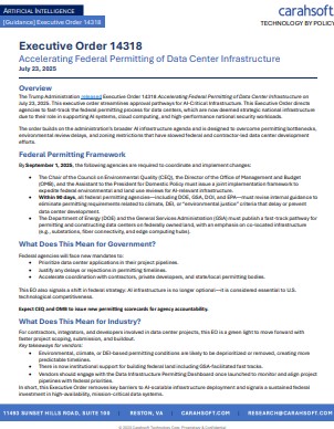 Executive Order 14318: Accelerating Federal Permitting of Data Center Infrastructure