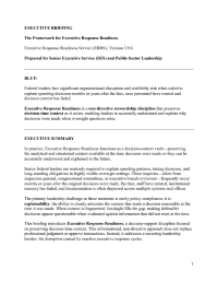 The Framework for Executive Response Readiness