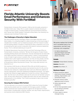 Florida Atlantic University Boosts Email Performance and Enhances Security with FortiMail