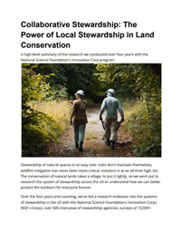 Collaborative Stewardship: The Power of Local Stewardship in Land Conservation