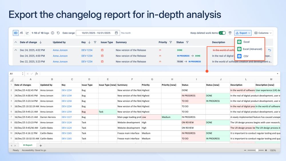Audit-Ready Work Item History Export