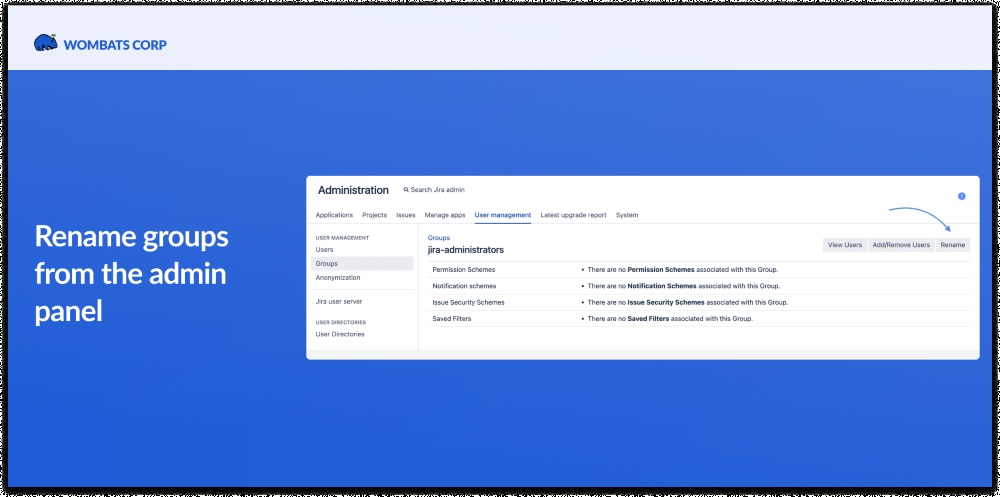 Wombats Corp - Rename Group in Jira
