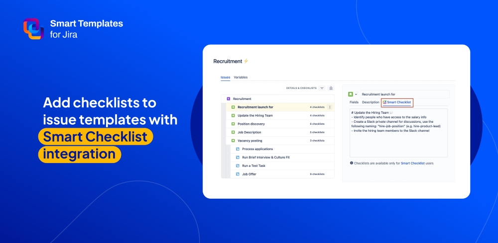 Integration with Smart Checklist