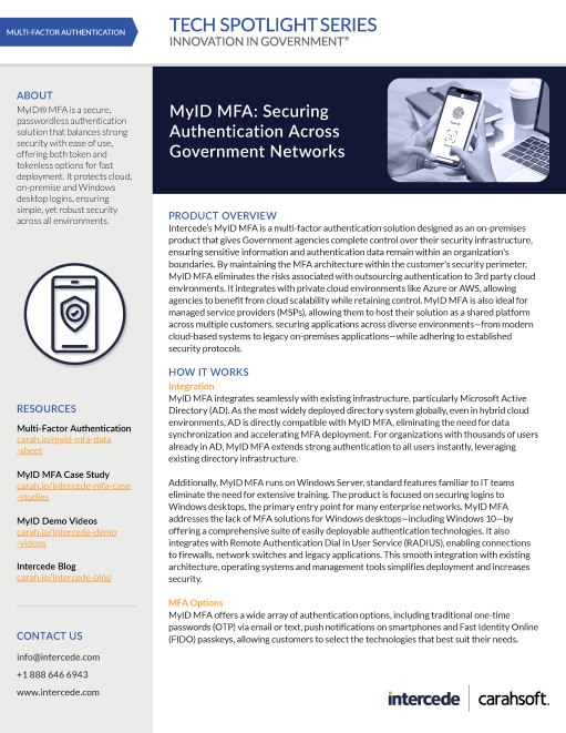 Tech Spotlight Intercede MyID MFA Solution Graphic