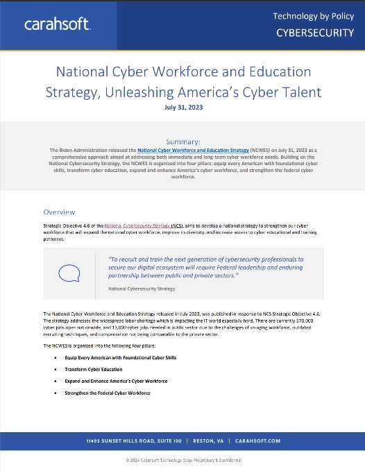 National Cyber Workforce and Education Strategy, Unleashing America’s Cyber Talent