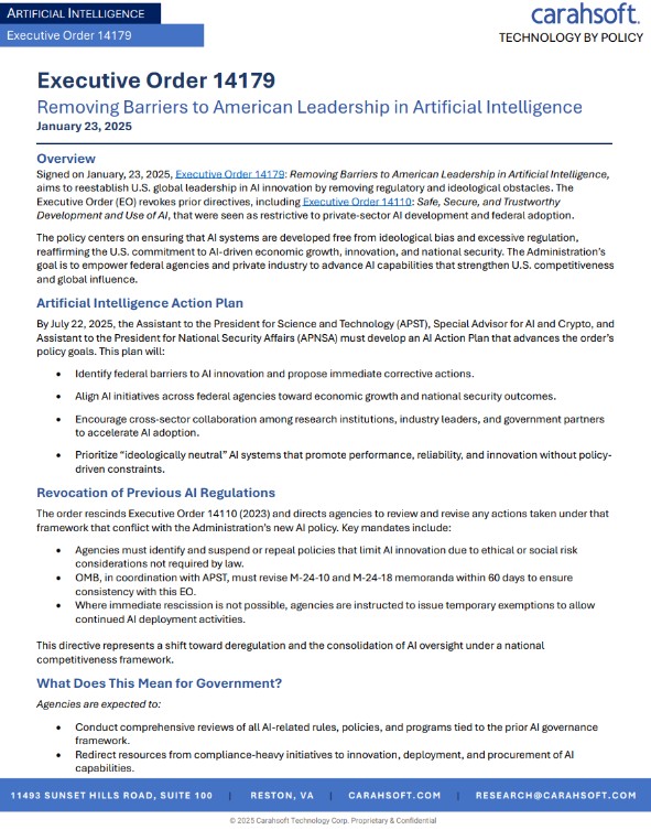 Executive Order 14179: Removing Barriers to American Leadership in Artificial Intelligence