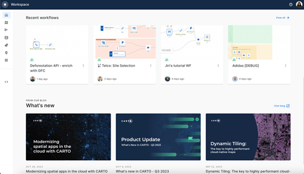 Single Interface to Access All Components of the CARTO Platform Picture