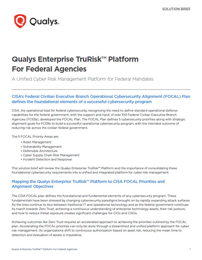 Qualys Enterprise TruRisk™ Platform For Federal Agencies