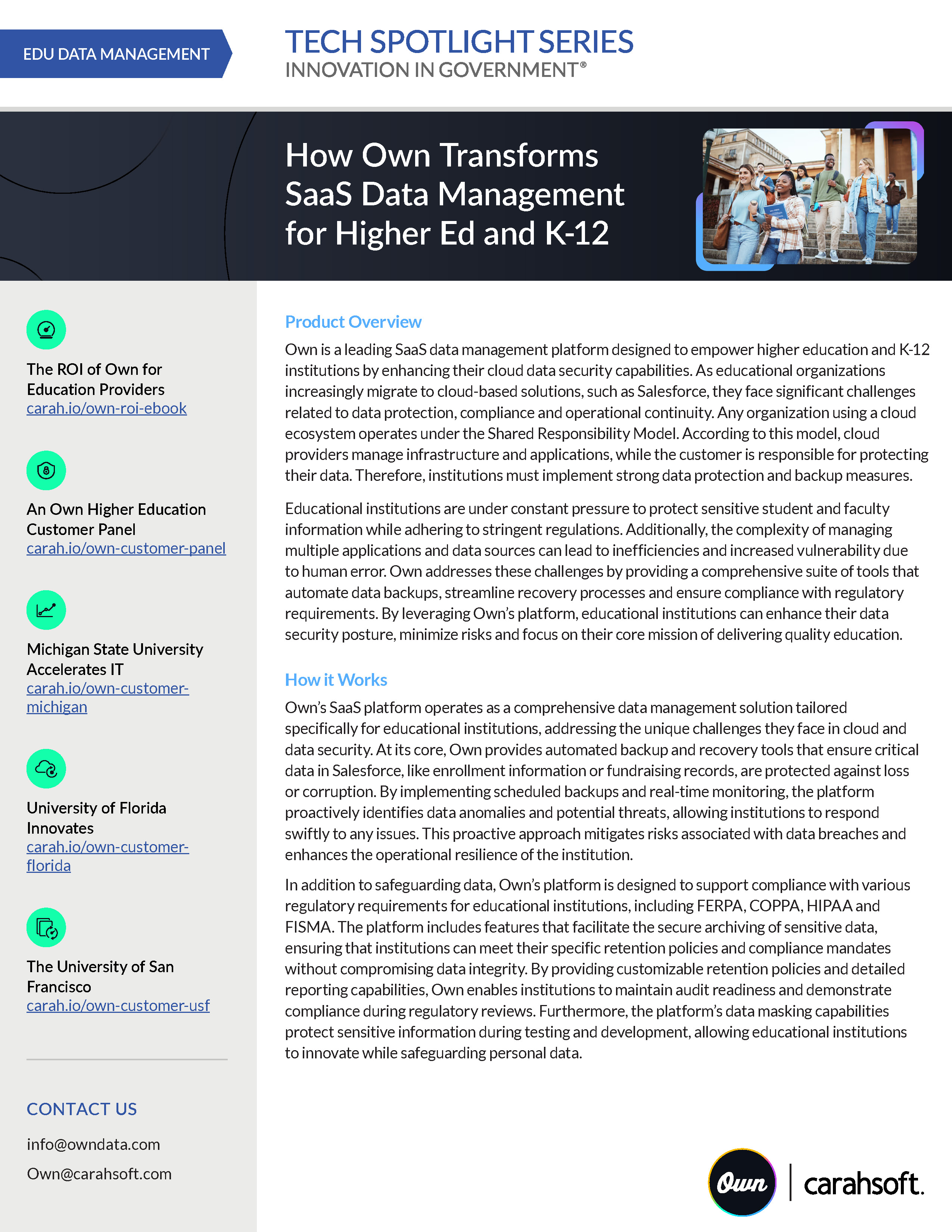 Tech Spotlight Own EDU Data Management Graphic
