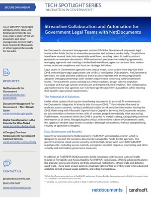 Streamline Collaboration and Automation for Government Legal Teams with NetDocuments